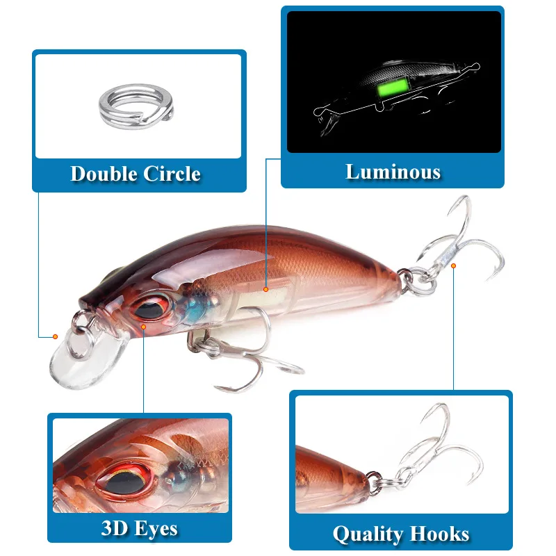 1 Chiếc 3D Mắt Dạ Quang Minnow - đánh giá và giá Fishing Lure Crankbait